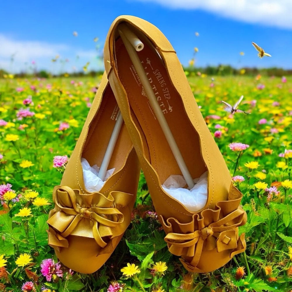 SPRING STEP L’ARTISTE LOUISA  BALLERINA FLATS YELLOW LEATHER SZ 37 EU / 6.5-7 US - Picture 13 of 13